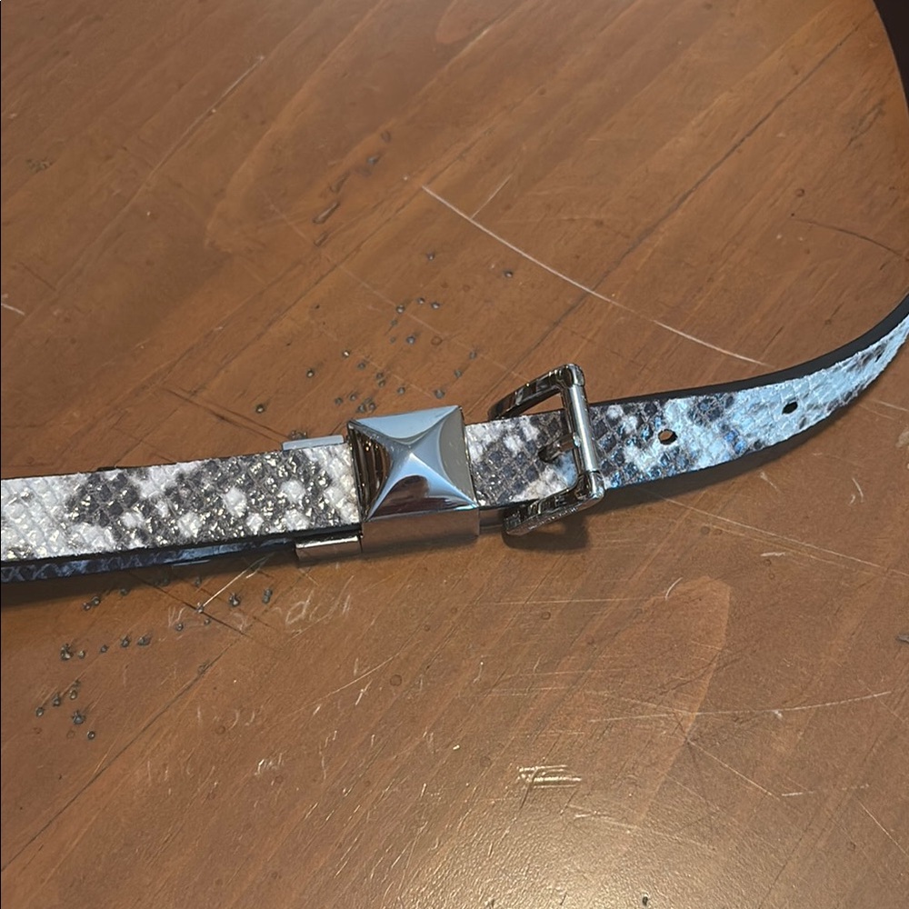Black and Silver Belt with Snakeskin Pattern